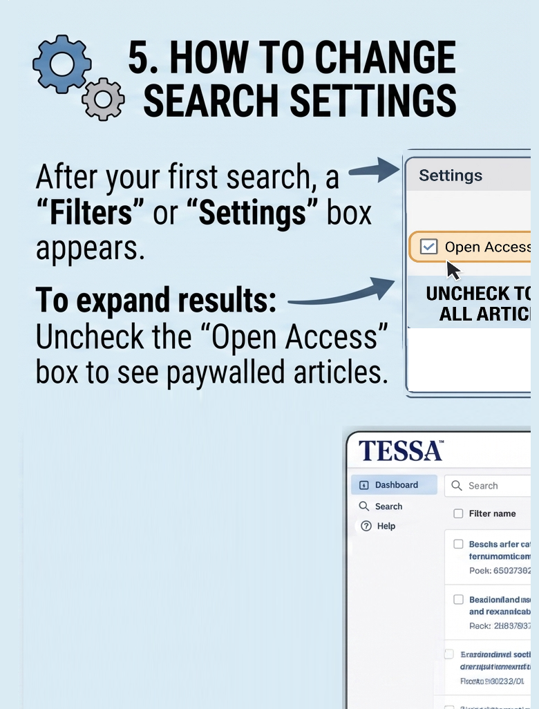 Use the search settings to refine your search results