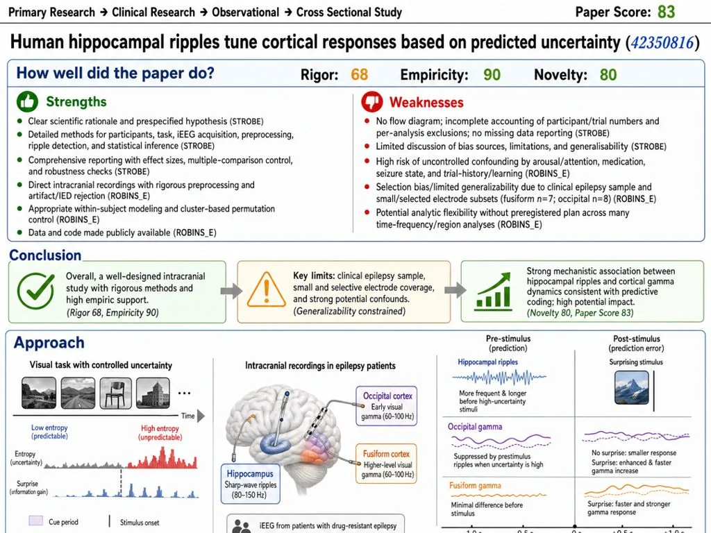 Human hippocampal ripples tune cortical responses based on predicted uncertainty