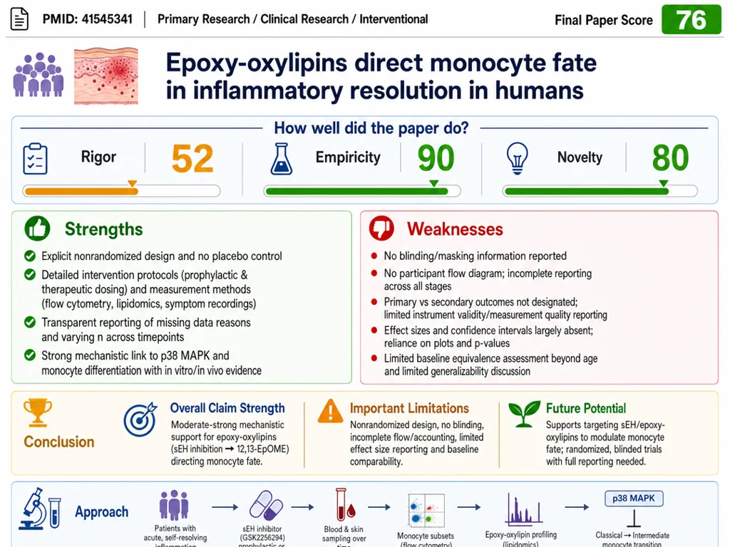 A graphical representation of Tessa's analysis of the paper "Epoxy-oxylipins direct monocyte fate in inflammatory resolution in humans"